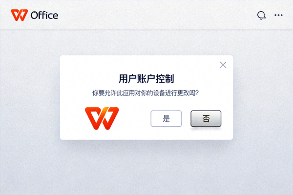 WPS Office安装程序启动界面，显示用户账户控制提示