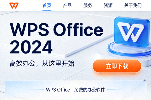 WPS Office官方网站首页截图，显示下载按钮位置