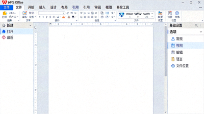 WPS Office软件主界面及基础设置选项面板截图
