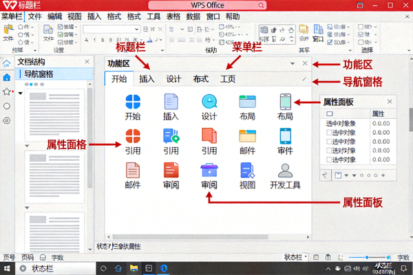 WPS Office主界面截图，标注各个功能区域