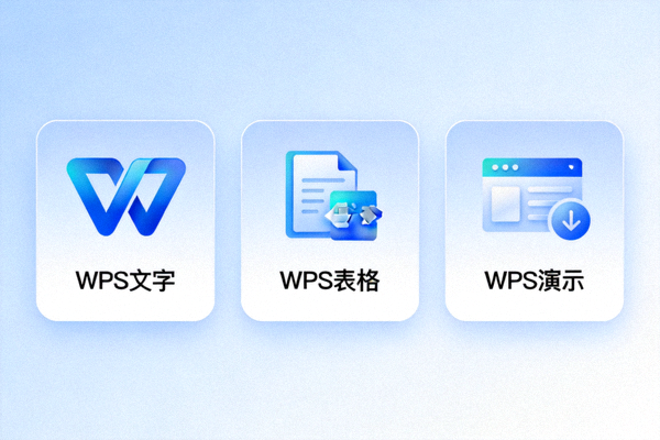WPS Office组件选择界面，列出三个主要应用程序